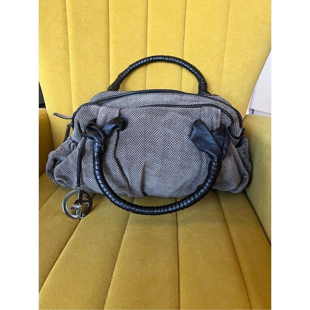 Giorgio Armani vintage fabric with Leather Hand Bag